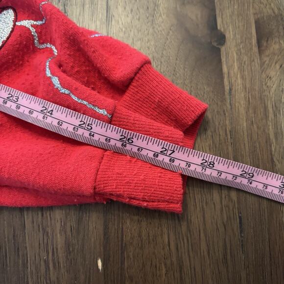 Vintage 80s Jingle Bells Glitter Sequins Christmas Sweatshirt Red Pullover Art S - Picture 8 of 8